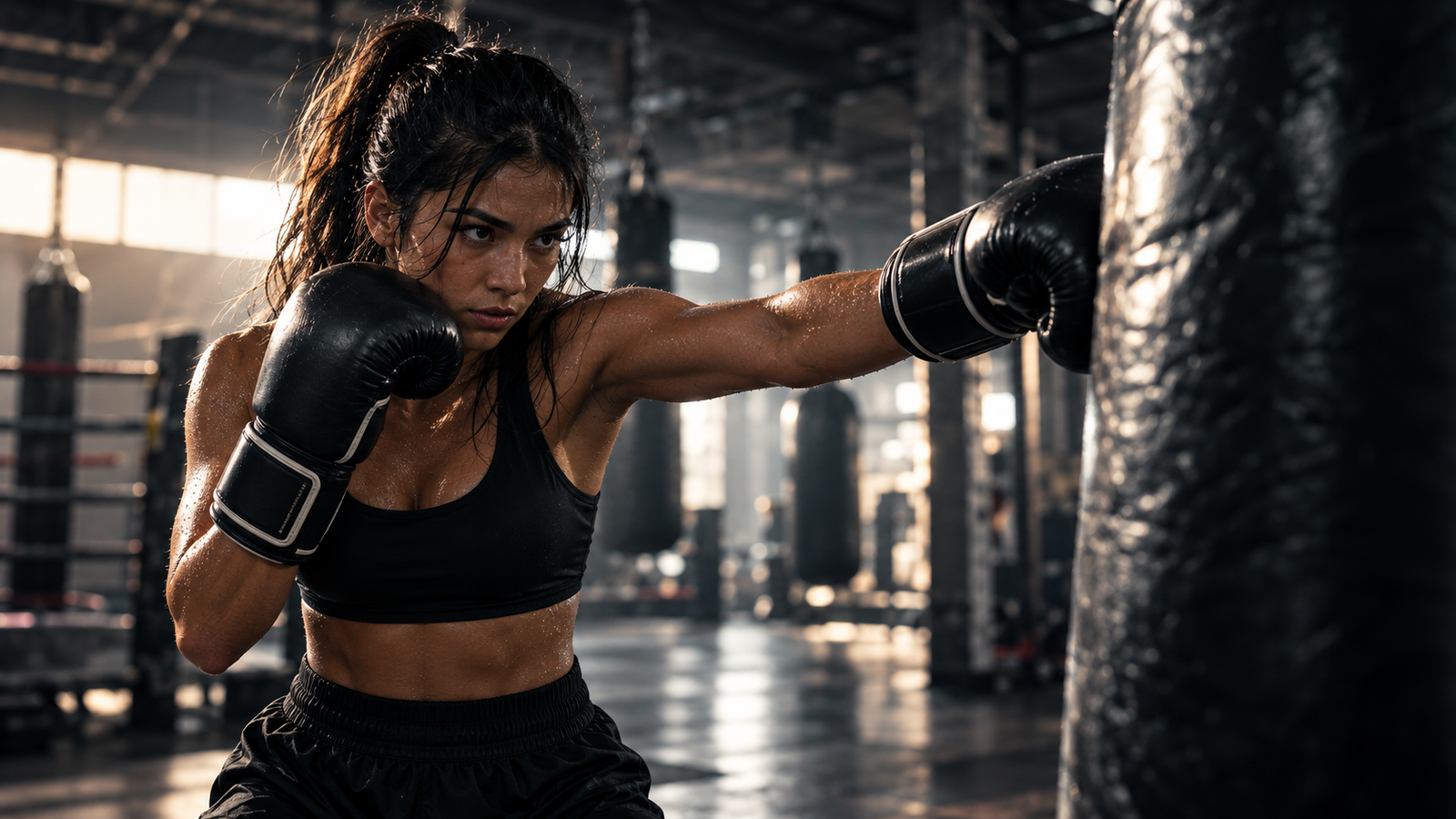 Boxer training inside Downtown Boxing